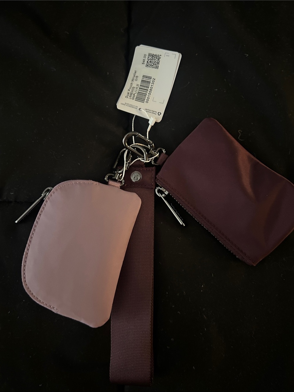 lululemon double pouch wristlet in mauve & plum - Picture 2 of 3